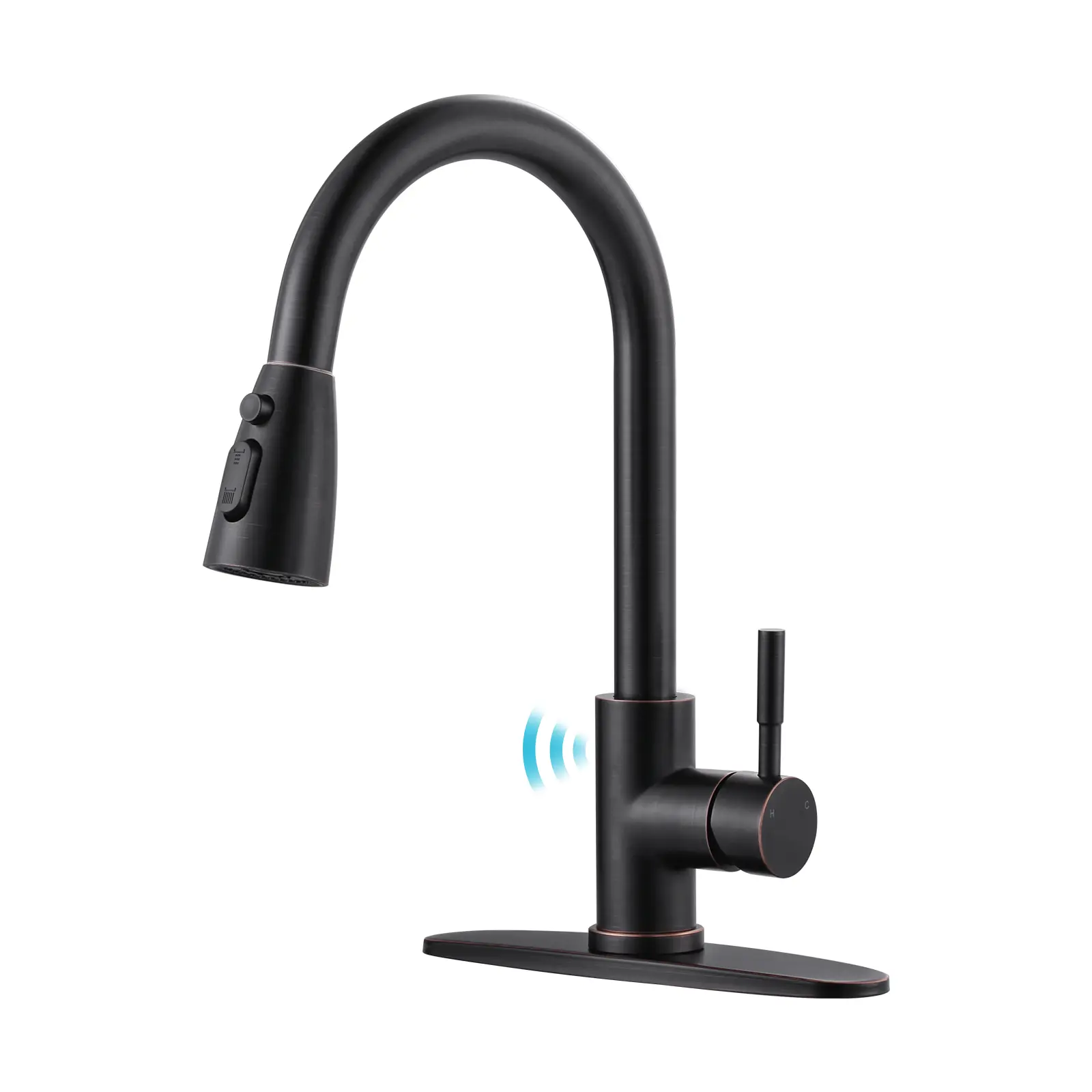 WOWOW Traditional Style Single-Handle Touchless Sensor Kitchen Faucet, Stainless Steel Oil Rubbed Bronze Pull Down Pull Out Sprayer Tap, Pull Out Faucet