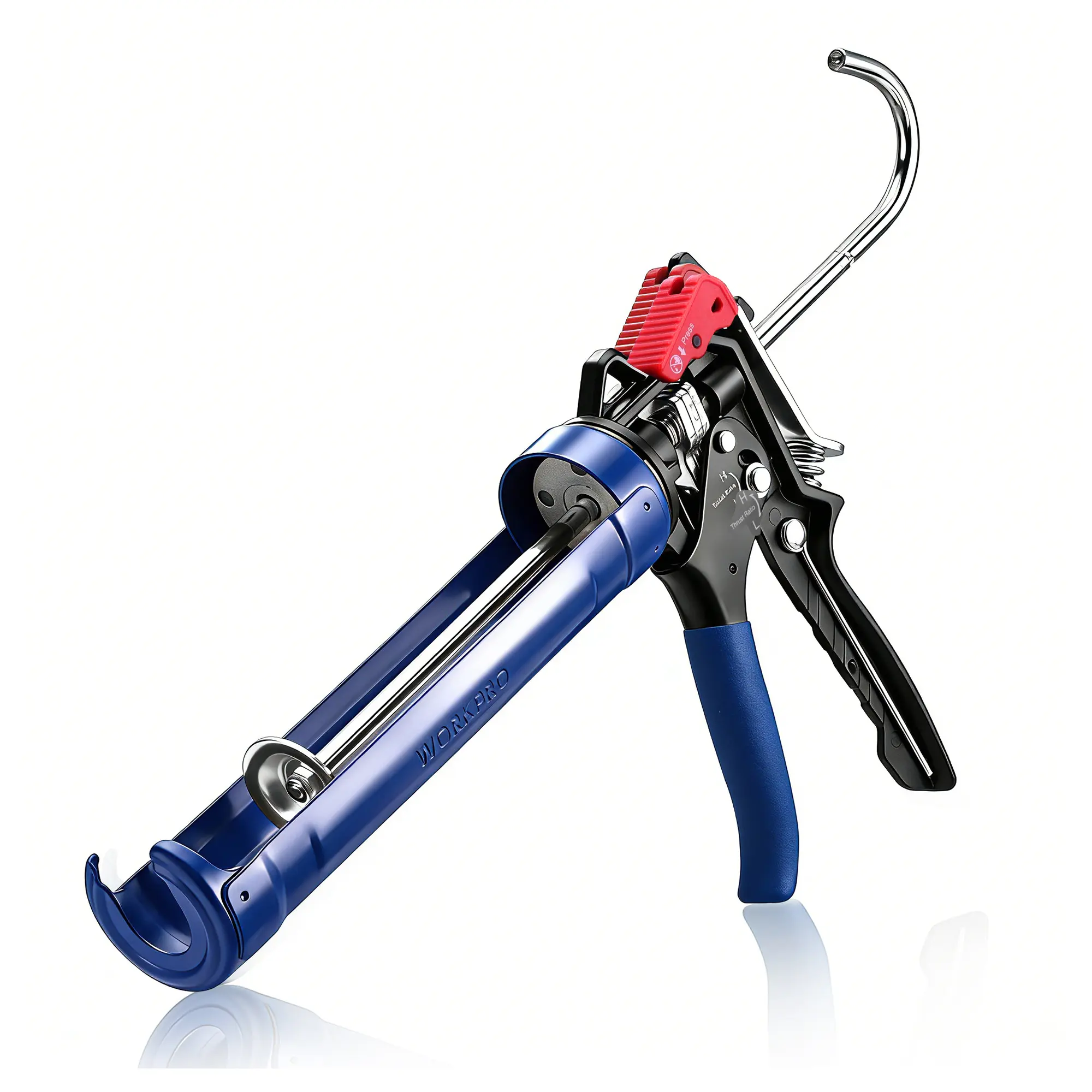 #backtoschool WORKPRO Caulking Gun, Adjustable Hand Caulk Gun, Less-Dripping Regulating, Sealant Silicone Gun with Comfort Grip, 9:1 & 18:1 Thrust Ratio, Smooth Round Rod for 10oz Caulk Tubes