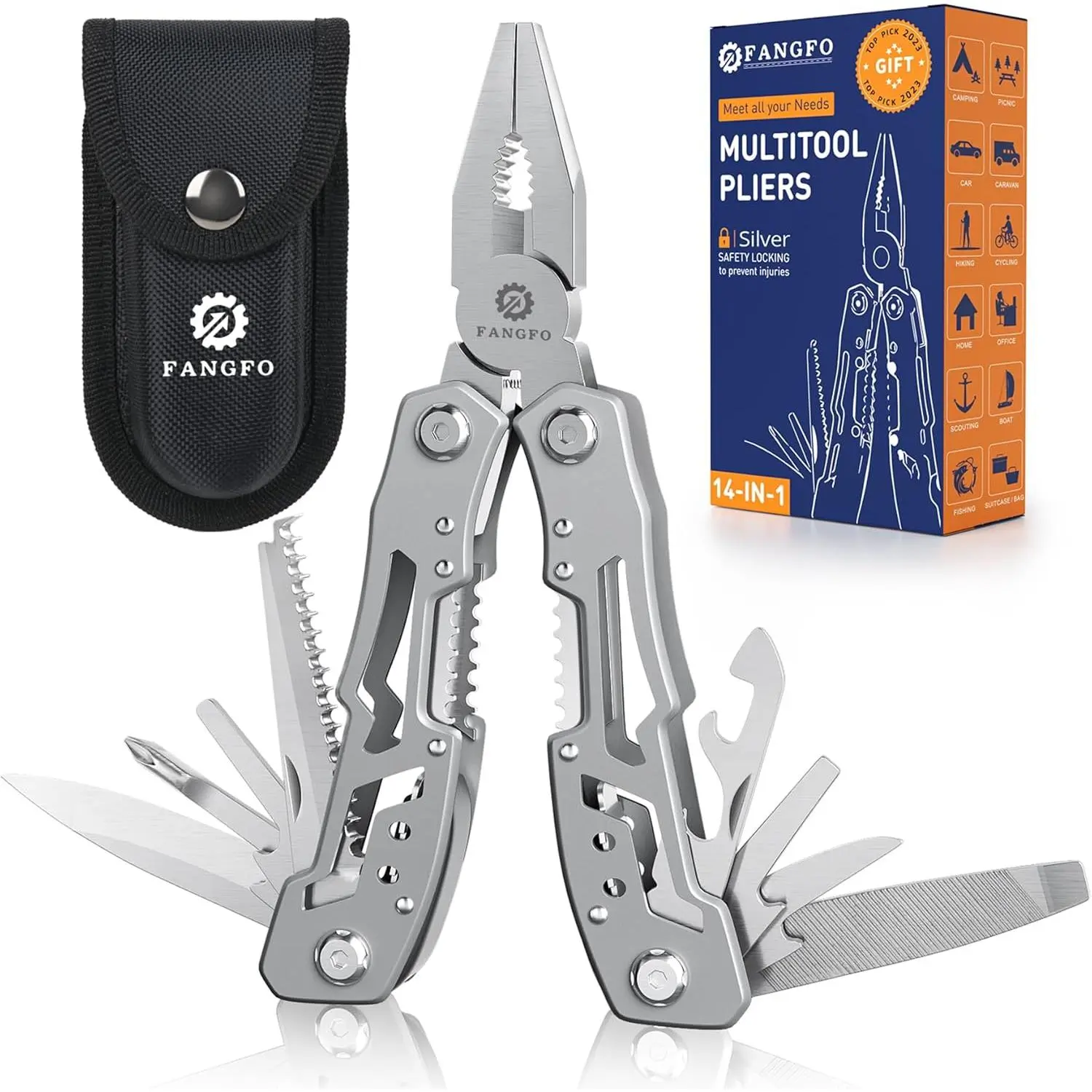 14-In-1 Multitool Pliers,Tool ,with Safety Locking Multitool Pliers Knife,Apply to, Camping, Gifts for Dad Husband Boyfriend