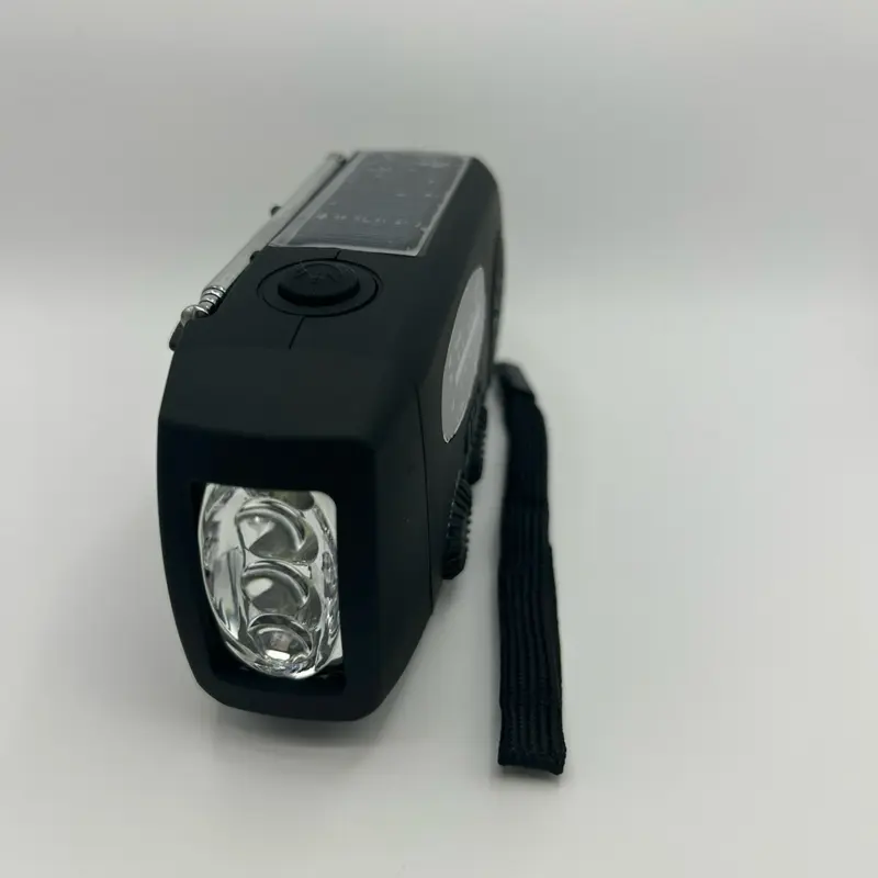 Solar Powered Hand Crank Radio Phone Charger with Audio Feature Black Design