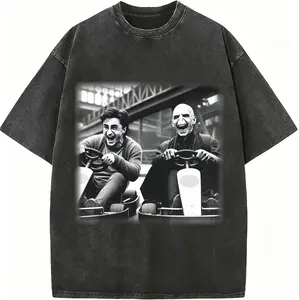 Vintage Go-Kart men’s short-sleeve T-shirt featuring a black-and-white photo of two laughing men; casual wear for daily life and parties