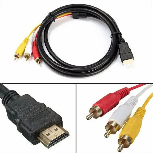 1080P HDMI Male to 3 RCA Audio-Video Component Adapter Cable for HDTV Home Theater