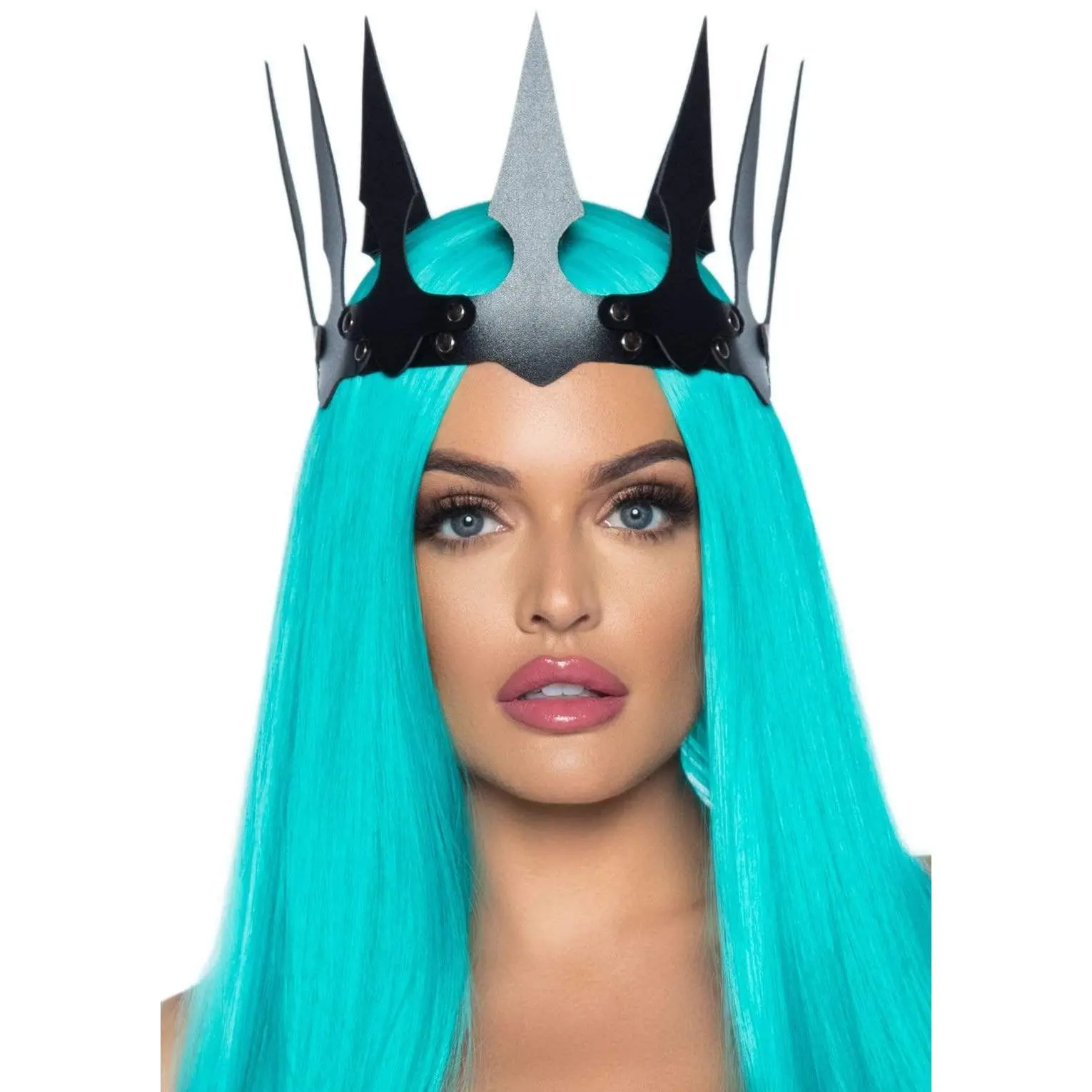 Studded Faux Leather Crown for Adults, Light Spiked Headpiece - Evil Queen & Warrior Fashion Accessories for Cosplay & Halloween Party, Hand, Fake, Comfortable, Character-Based, Spiked Design, Diy Spike Styling, Occasion, Themed Party Fit