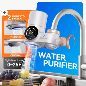 AQUAPUVIR Kitchen Faucet Water Purifier Temperature LED Display Pressure Boost Chlorine Heavy Metals Removal 99% Universal tap filter