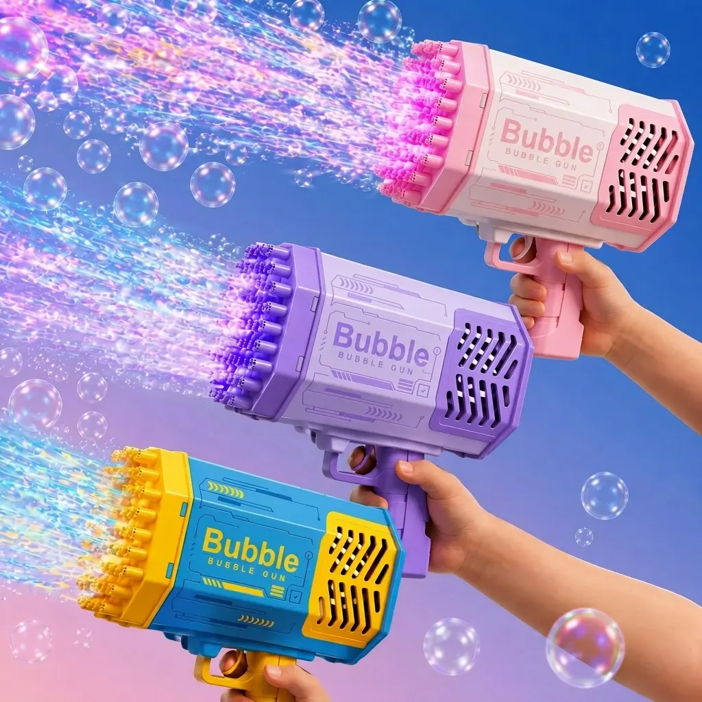 Unisex Handheld Automatic 69 Hole Bubble Machine Gun Toy -biger size, more bubble- No Batteries Required, 4+ Yrs Kids Cool Toys, Bubble Maker for Summer Beach Birthday Gatherings