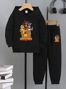 Five Nights At Freddy's Fnaf Game-Related Printed Set. Spring/Autumn New Style Hooded Sweatshirt Set Of Two Pieces. Features Unique Style, Comfortable And Casual, Suitable For Daily Use And Outdoor Activities. Ideal Gift Choice.