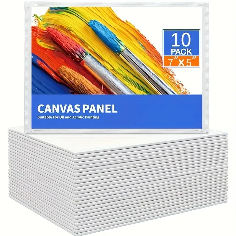 10pcs Sturdy Portable Artist Canvas Boards | Painting Panels for Oil, Acrylic, Gouache - Ideal for Canvas Painting, Mixed Media, Classroom Supplies & Home Studio - Beginner to Professional Artists - Compatible with Easels & Painting Stands