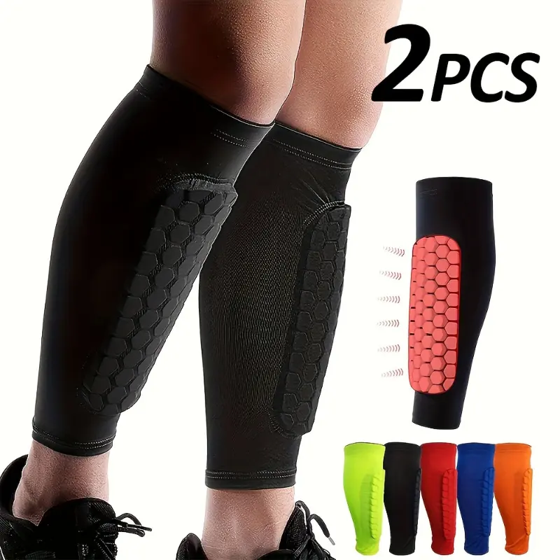 Soccer Shin Guard Calf Pad 2pcs Lightweight Turtle Knee Pads for Youth & Adult Shin Compression Sleeves with Honeycomb Pad for Football Safety