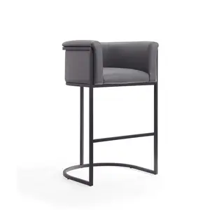 Manhattan Comfort  Cosmopolitan Grey & Black Metal Barstool, 37.8 x 23.7 x 21 in.