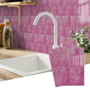 16/8pcs Pink Lilac Color Stick Decals - Self-Adhesive Waterproof Wall Stickers For Kitchen Backsplash, Cabinet Upgrade,Home Decoration