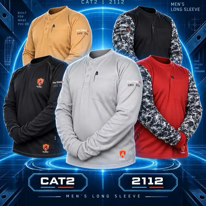 Fire shield FR CAT2 flame resistant work shirt long sleeve  Clothes Menswear| Select Your Preferred Option Before Ordering Workwear