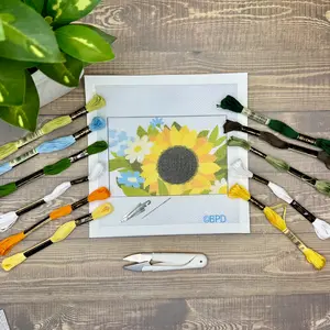 Sunflower with Daisies and Wildflowers Needlepoint Kit