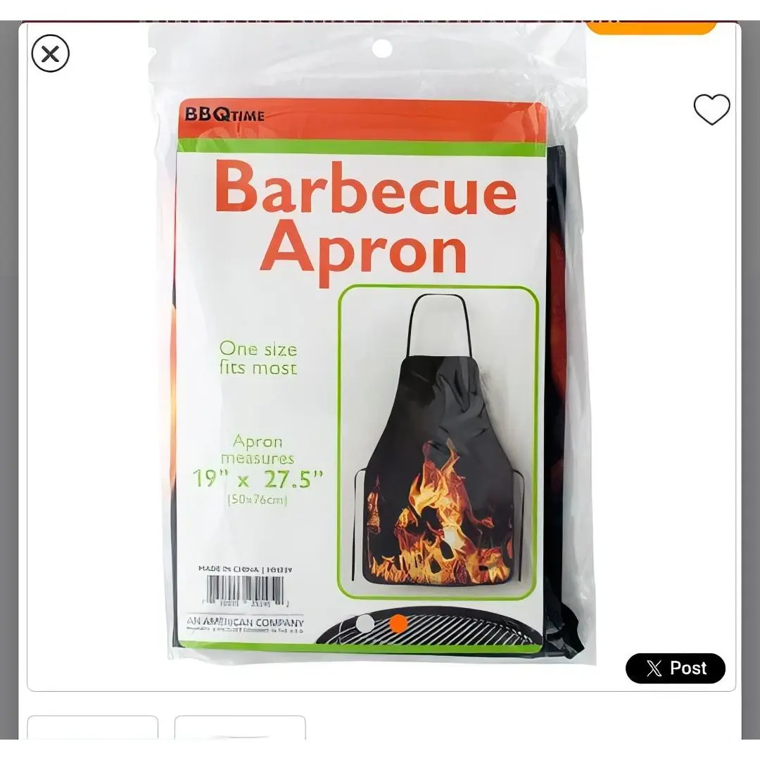 BBQ Time Flame Design Barbecue Apron - 19in x 27.5in, 1 Size Fits Most, Ideal for Grilling, Cooking
