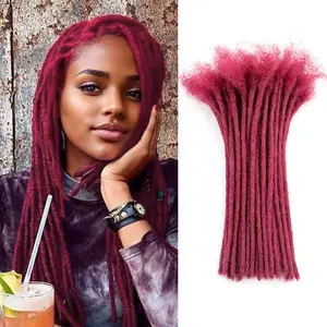 DAIXI #BUG Burgundy Dreadlock Extensions Bulk Buy 0.4cm 0.6cm 0.8cm Thickness Human Hair Dreads For Men and Women Lock Extensions