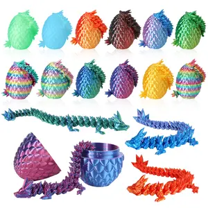 12PCS 3D Printed Dragon Eggs with Dragon Inside, Easter Egg Stuffers, Articulated Dragon Fidget Toy for Kids Boys Girls, Mystery Dragon Eggs for Boys Girls Birthday Gifts