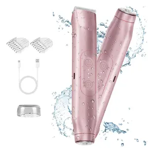 Women's Electric Cordless Hair Trimmer with Dual Head, IPX7 Waterproof, Wet & Dry Use, Multifunctional, USB Rechargeable Trimmer