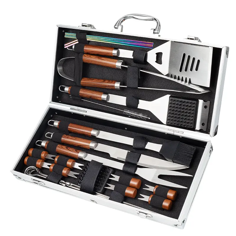 Kaluns Grilling Accessories, Birthday Gifts for Men Grilling Gifts, Heavy Duty Stainless Steel BBQ Grill Tools Set for Outdoor Grill with Aluminum Case and Apron, Husband Dad Gifts for Christmas Barbecue Utensils