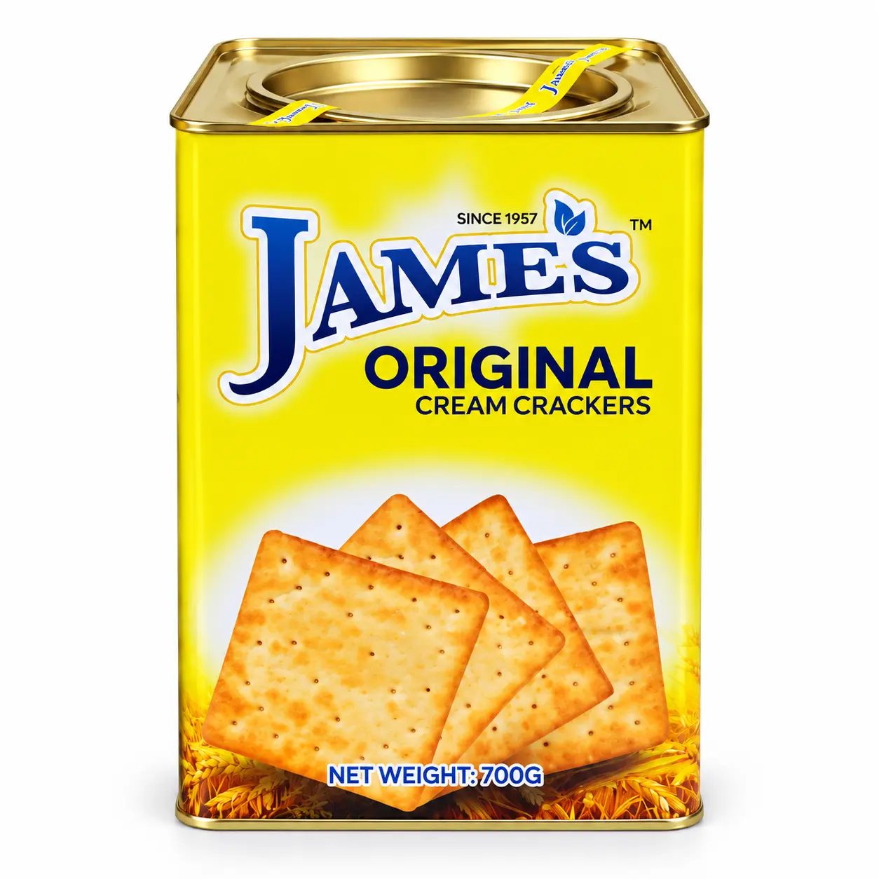 James Original Cream Crackers 700g Tin - Classic Snack for Any Time of Day - Perfect for Tea Coffee Cheese Spreads and Toppings