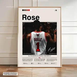 Der.rick Ro.se Poster, Basketball Print, Basketball Wall Art, Decor,  Artwork,  Gift
