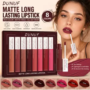 DUNUF Matte Lip Gloss Set, Long Lasting Lipgloss, Matte Lip Glaze, Lip Cosmetic, Multi-Pack Long-Lasting Lipstick, Waterproof & Transfer-Proof, Versatile For Commute & Date, All-Day Wear Liquid Makeup Gift