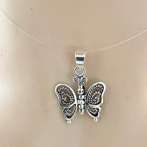 Sterling Silver 925 Butterfly Moving Pendant Charm