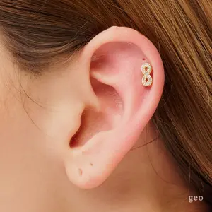 16G Infinity Symbol Cartilage Stud Earrings Tragus Stud Infinite Conch Earrings Cartilage Helix Stud Flat Back Infinity Sign Ear Piercings