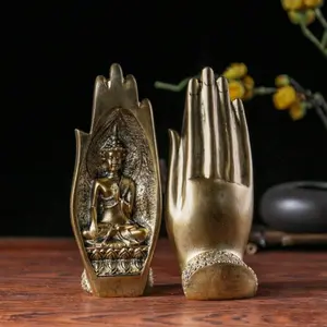 Buddha Hand Statue, 2 Counts/set Decorative Resin Crafts, Suitable for Homes Offices Indoor Outdoor Use, Home Decor, Religious Decoration