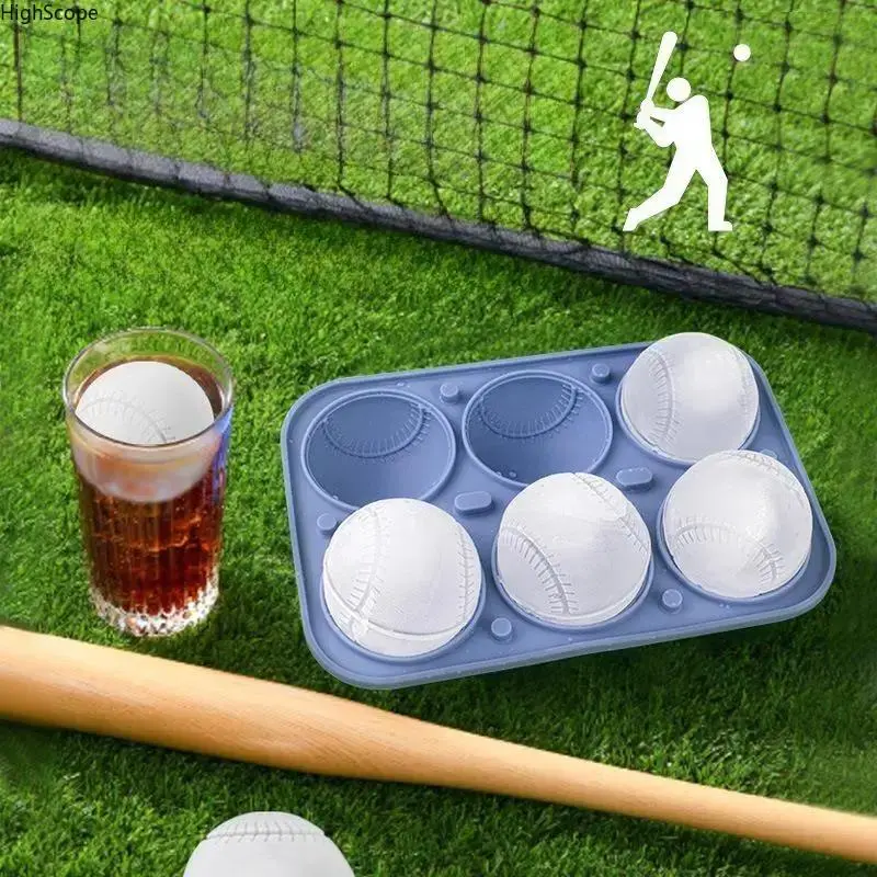 3D Baseball Ice Cube Ball Maker - Food-Grade Silicone Ice Mold, Reusable, Easy Release Camp Kitchen Accessory for Beer, Soda
