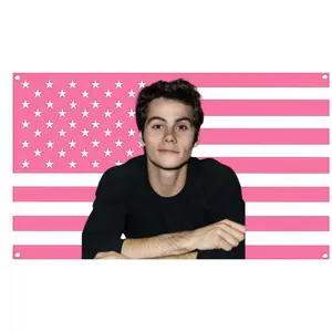 American Flag & Dylan O'brien Pattern Backdrop, 1 Count Wall Hanging Tapestry, Party Supplies for College Dorm Porch Outside Decorations, Gifts For Boyfriend