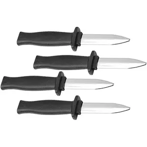 Mothers Day Gift 4pcs Retractable Fake Knife Toy Plastic Prop Dagger Trick Blade for Halloween Fools Day Party Cosplay Joke Gadget Prank Gag Black (Double Edge)