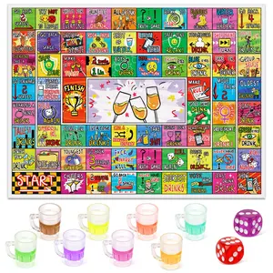 Drinking Board Game for Adults with Non-Slip Rubber Mat, Interactive Drinking Party Games for Game Night, Bachelorette, Girls Night, Birthday, Couples, Family Game Night, 2-8 Players Age 21+,Valentine’s game for adults