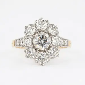 2.06 CT Round Cut CZ Stone Ring, Vintage Inspire Engagement Wedding Ring, Cluster Wedding Ring For Woman, 925 Silver Anniversary Ring For Her