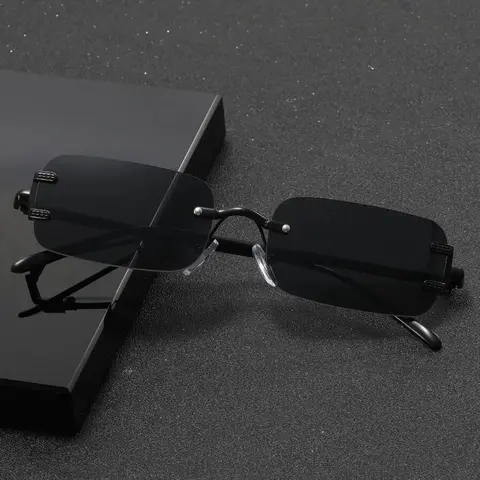 Men's Summer Rimless Glasses, Trendy Casual Glasses for Everyday Use, Fashion Accessories for Outdoor Activities, Rimless Sunglasses, Metal Rimless Sunglasses