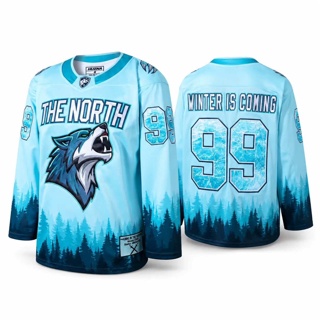 The North Wolf 99 Heavyweight Embroidery Men's Hockey Jersey - 200k Stitch 3D Wolf, Oversized Over Hoodie Fit, Athletic Style Activewear, Winter Tribute Design