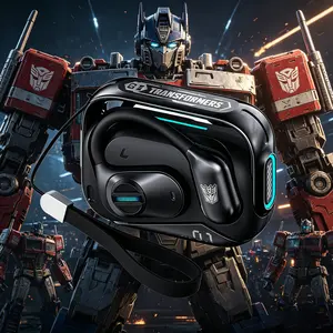 TRANSFORMERS TF-T77 Portable Wireless Bluetooth Open-Ear Earbuds Headset, Electronic Audio Handsfree Ear-Hooks Headphones with ENC, Smart Voice Assistant for Gaming, Gym Use