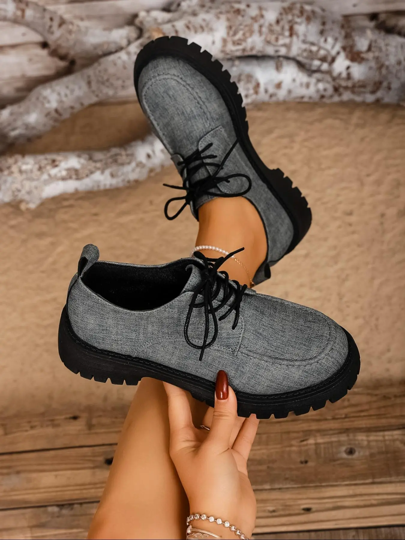 Women's Fashionable Plain Color Lace Up Platform Loafers, Thick Soled Loafers, Casual Comfortable Thick Sole Shoes for Daily Wear, Female All-match Round Toe Shoes for Daily Wear, Walking Shoes, Footwear