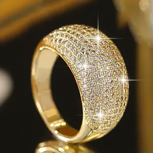 Multi-Row Cubic Zirconia Inlaid Women's Ring - Romantic Band for Engagement Proposal Wedding, Perfect Gift for Festival Anniversary Birthday, Women's Jewelry Party Accessory