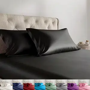 WVG 3-Piece Solid Color Satin Fitted Sheet Set - Silky, Soft, Comfortable Deep Pocket Bedding for Home Bedrooms, Hotels, Cool Summer Use & Gifting
