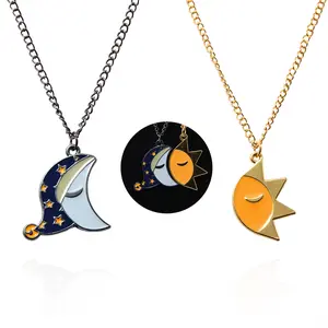 Niche Fashion Sun And Moon Pendant Necklace: A Classic, Versatile Piece Of Jewelry Featuring Creative Cartoon Designs That Blend Personality With Elegance—Perfect For Everyday Wear, Parties, Birthdays, And Holidays. Jewellery Charms
