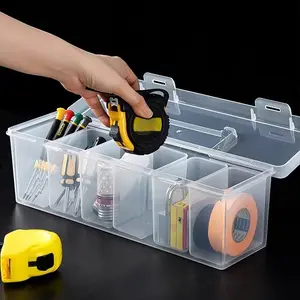 7 Counts Tool Parts Storage Box Set (6 Small Boxes + 1 Large Box), Transparent Multi-Compartment Handheld Organizer, Home Hardware & Toy Organizers, Organizer Tool Holder, Tool Storage Kit, Toolbox Storage Box