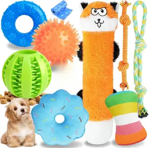 [New Deal] 9 Pack Puppy Toys for Teething, Interactive Dog Toys for Small Dogs, Puppy Chew Toys for Boredom with Rope Toys, Treat Ball and Cute Squeaky Toys