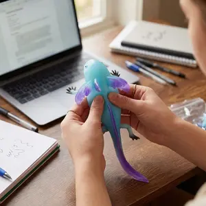 Luminous Axolotl Squishy, Super Soft Silicone Stress Ball Fidget Toy, Night Glow Plush Alternative, Adult Anxiety Relief Squeeze Toy, Stress Relieving Accessory, Desk Fidget