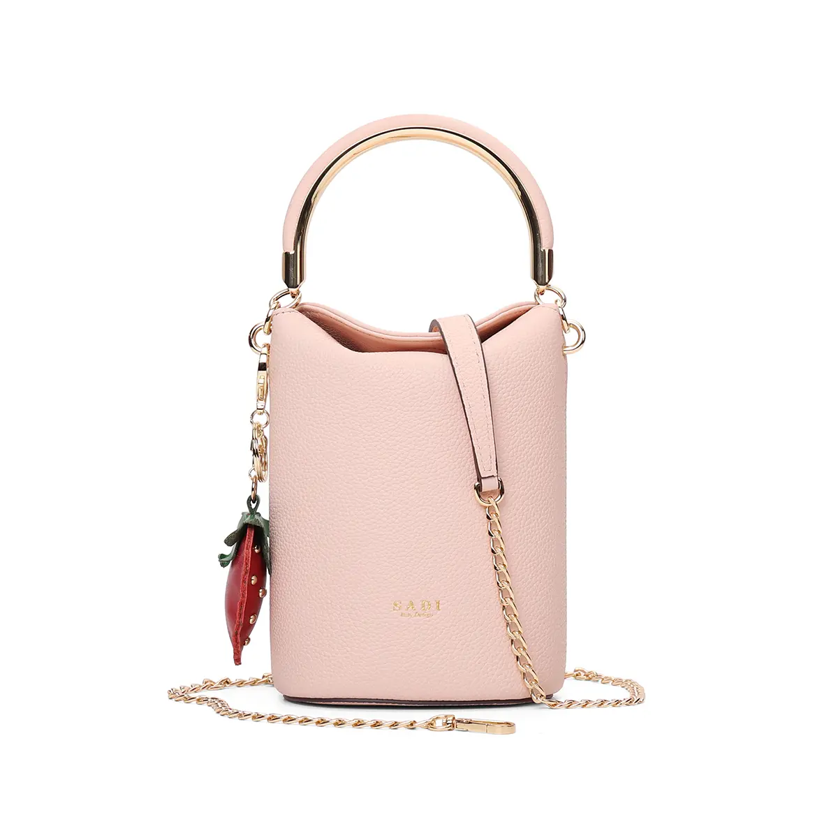 SADI's fashionable and classic bucket bag, the strawberry-themed bag, is a versatile women's shoulder and handbag.