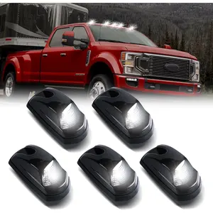 Cab Roof Top Marker Lights White Led Clearance Running Lamps for 2017-2022 Ford F250 F350 F450 F550 Super Duty Pickup Trucks, 5PCS (Smoked Black)