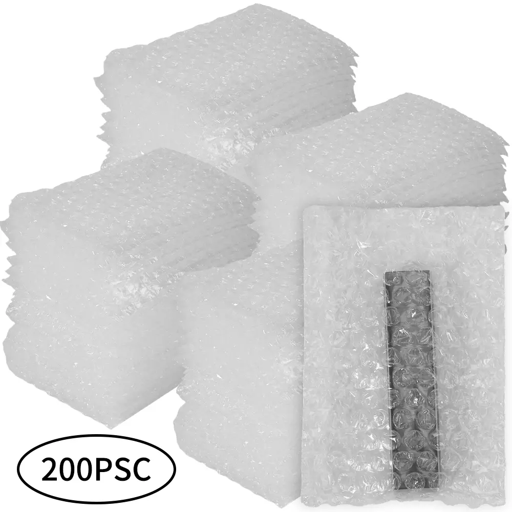 200 pcs Clear Self Sealing Bubble Cushion Bags Double Walled Cushioning Bags Plastic Shockproof Protective Packing for Moving Storage