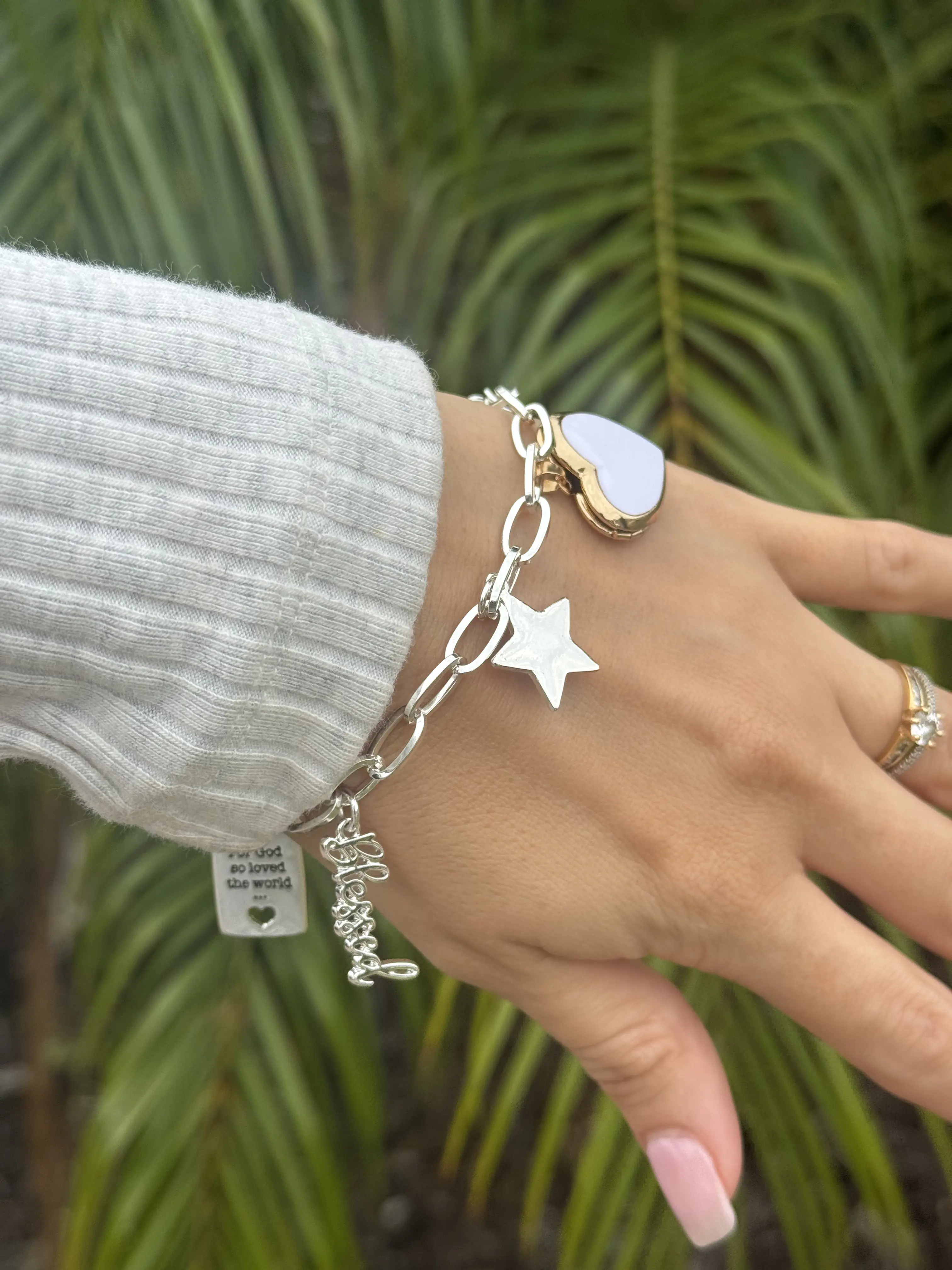 Charm Bracelet with Heart-Shaped Locket