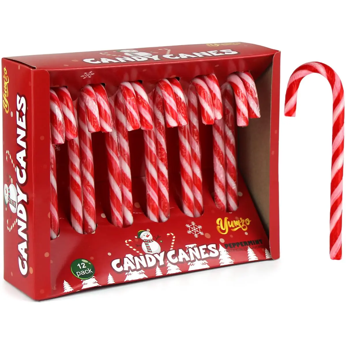 Christmas Candy Canes Classic Red and White Peppermint Flavor for Holiday Family Indulgement - Bulk Candy Canes Individually Wrapped for Kids and Adults, Great Candy Cane Gift Set