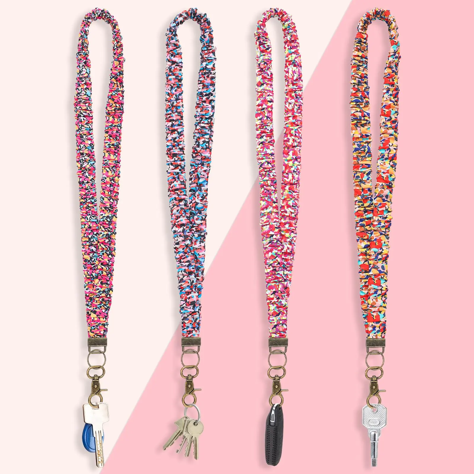 4pcs Colorful Sprinkle Lanyard with Keychain - Casual Neck Strap Holder for Keys, ID Badge, Wallet, and Accessories, Anyone, Colorful-1, Cute, Everyday, Flexible
