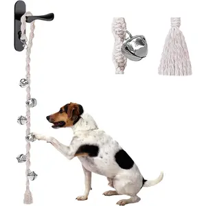 Dog Bells to Go Outside, Dog Doorbells for Potty Training, Adjustable Dog Door Bell, Dog Training Bell for Door, Puppy Training Bell. Twisted Style, Beige