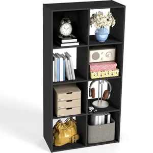 8 Cube Storage Organizer, 3 Tier Stackable MDF Wood Bookshelf, Open Display Storage Cabinet for Living Room Bedroom Home Office